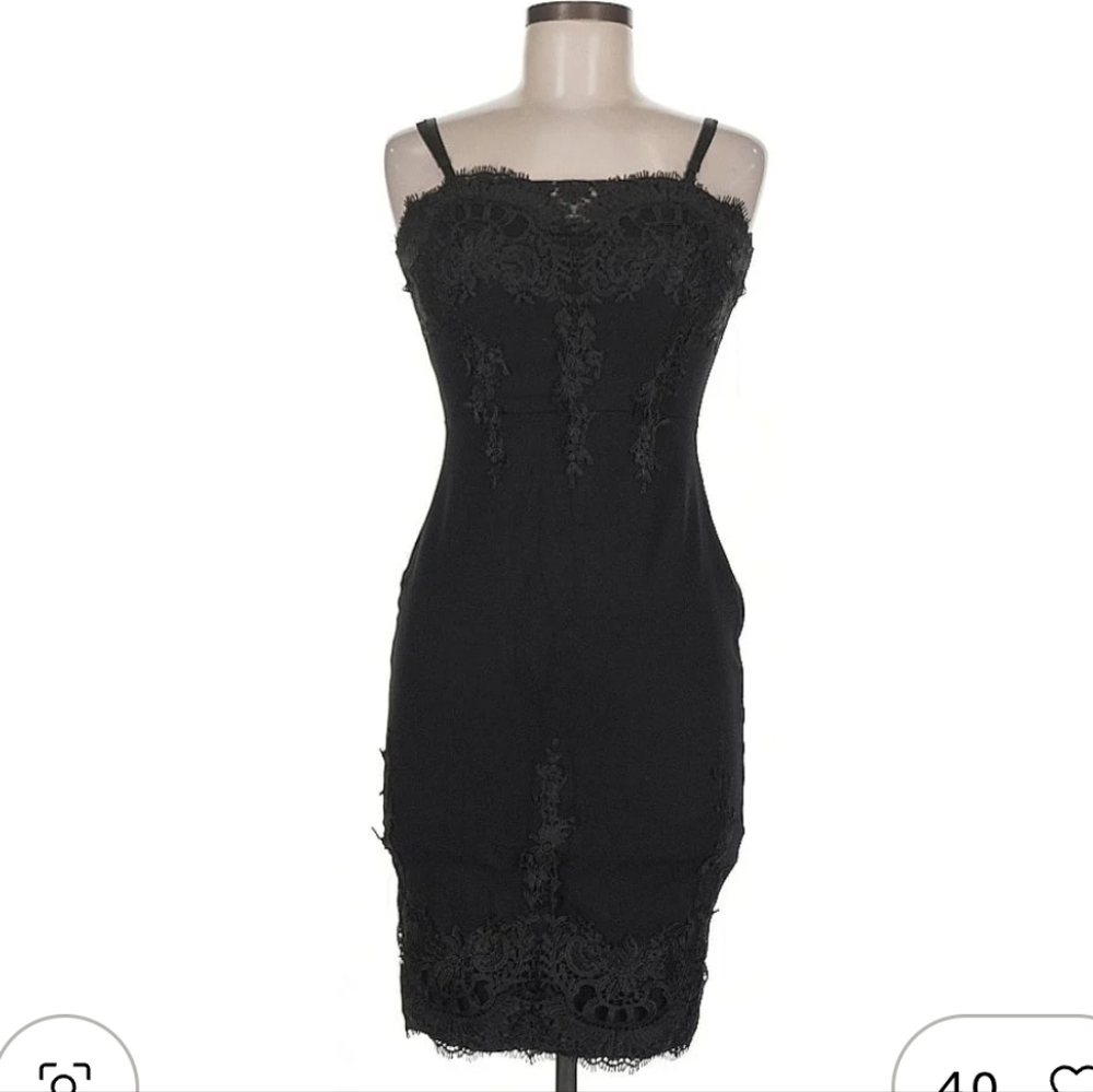 Haute Monde Black Lace Mini Dress